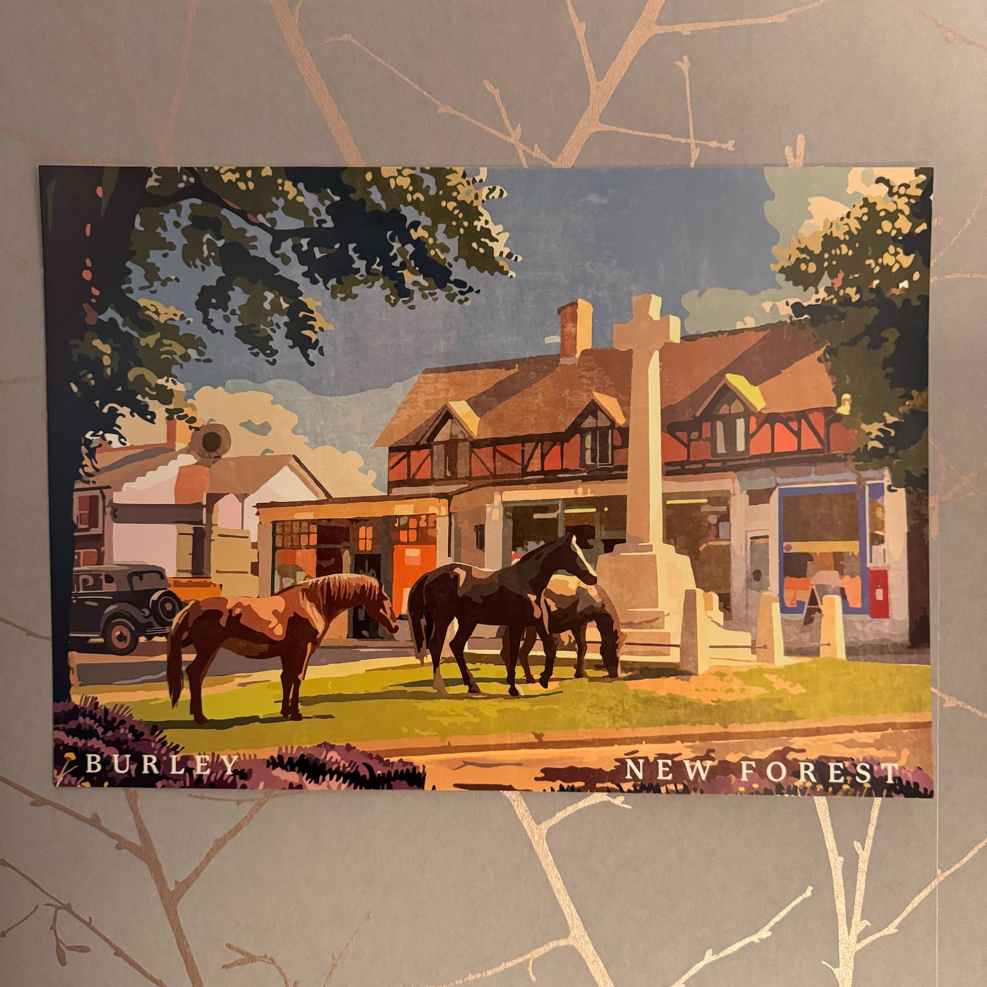 Burley Cross in Summer Landscape On Wallpapered Wall