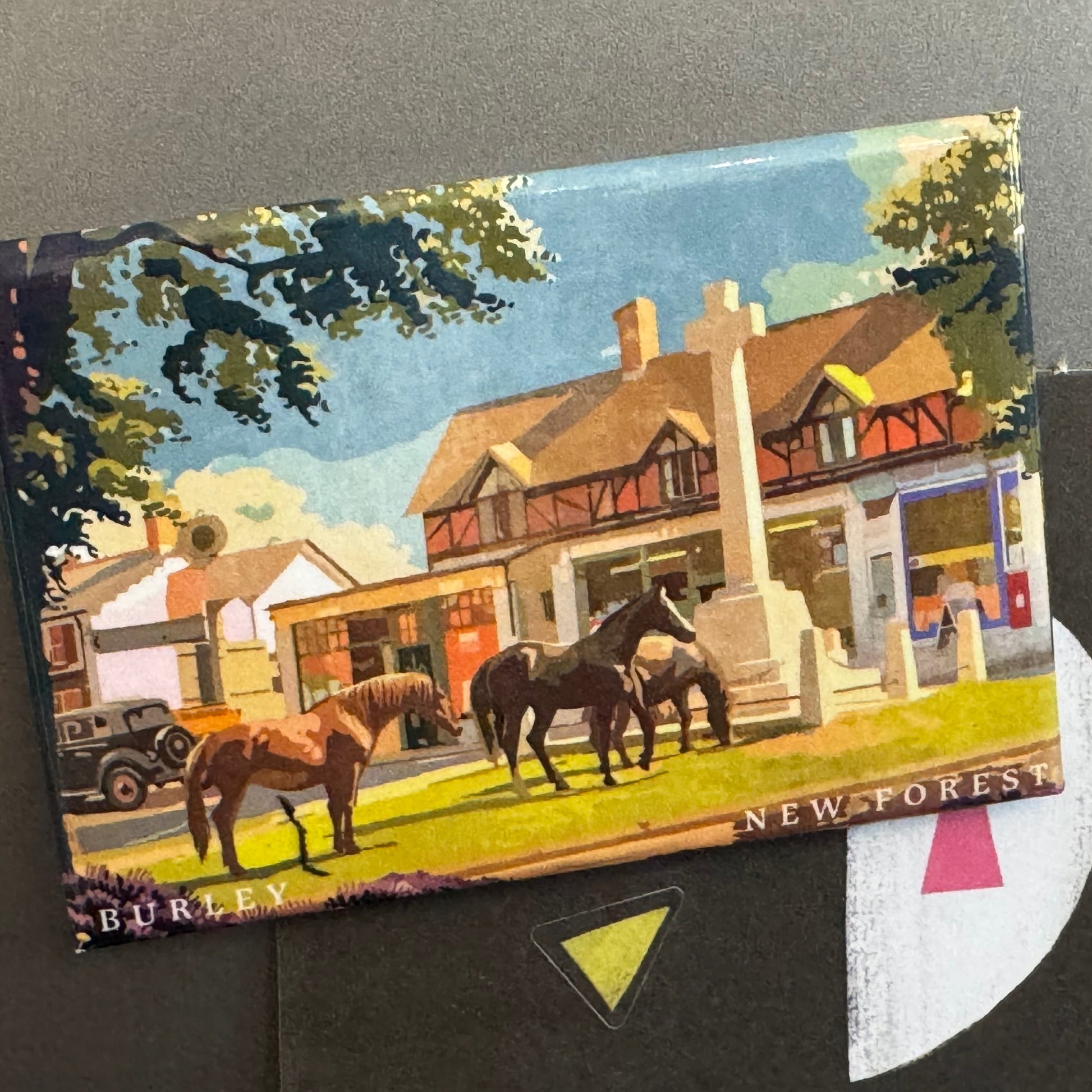Burley Cross in Summer Magnet On Fridge Holding Up Paper