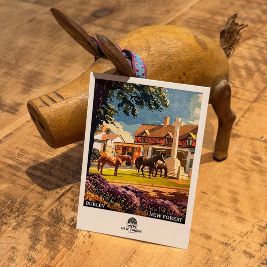 Burley Polaroid Postcard on Desk Against Pig