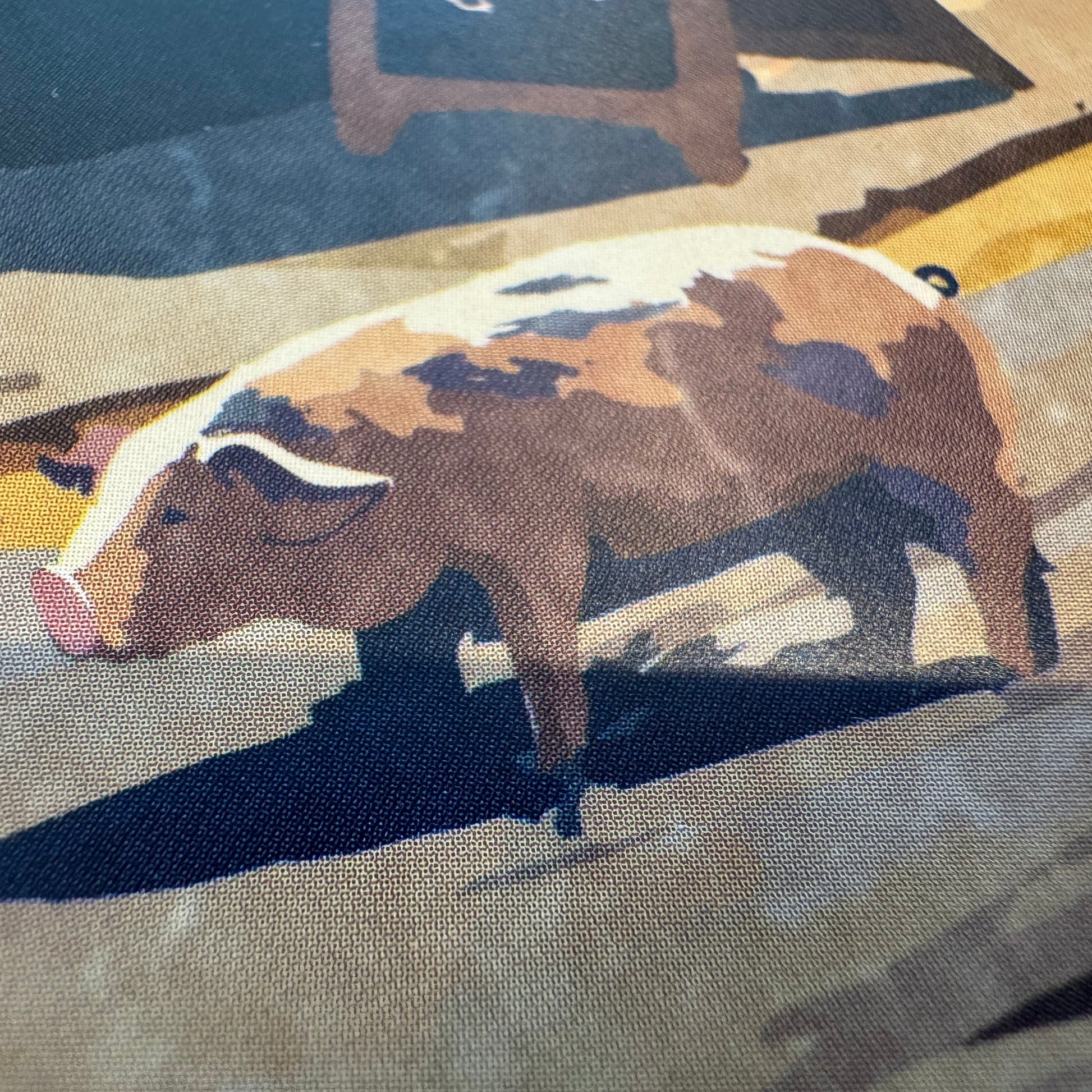 A zoomed in photo of a pig in the Burley Shappen Stores Poster