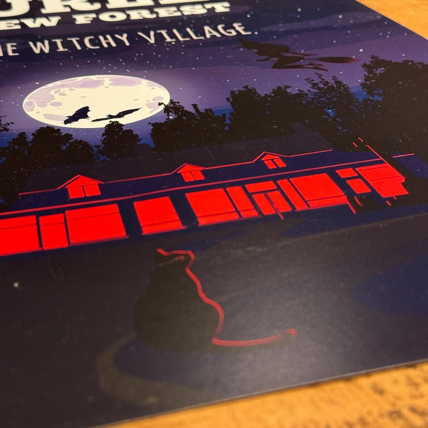 Burley The Witchy Village Night Witch Poster Cat Detail