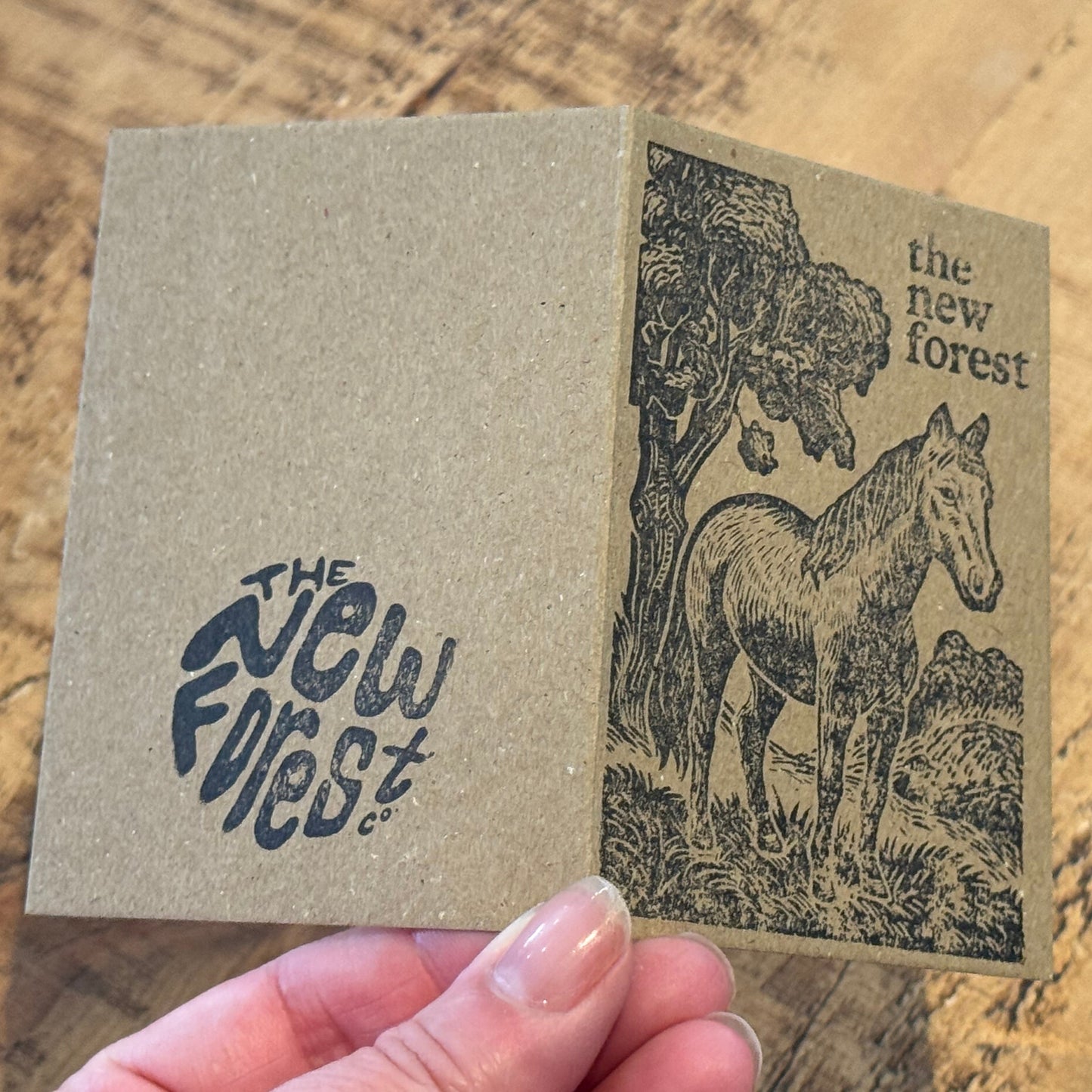 New Forest Pony Block Print Notelet Front and Back