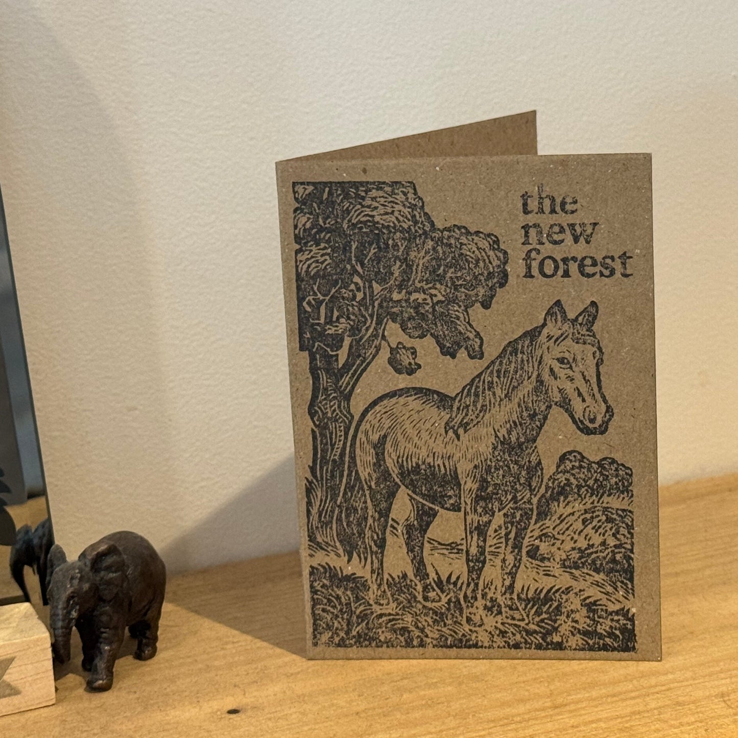 New Forest Pony Block Print Notelet on Shelf