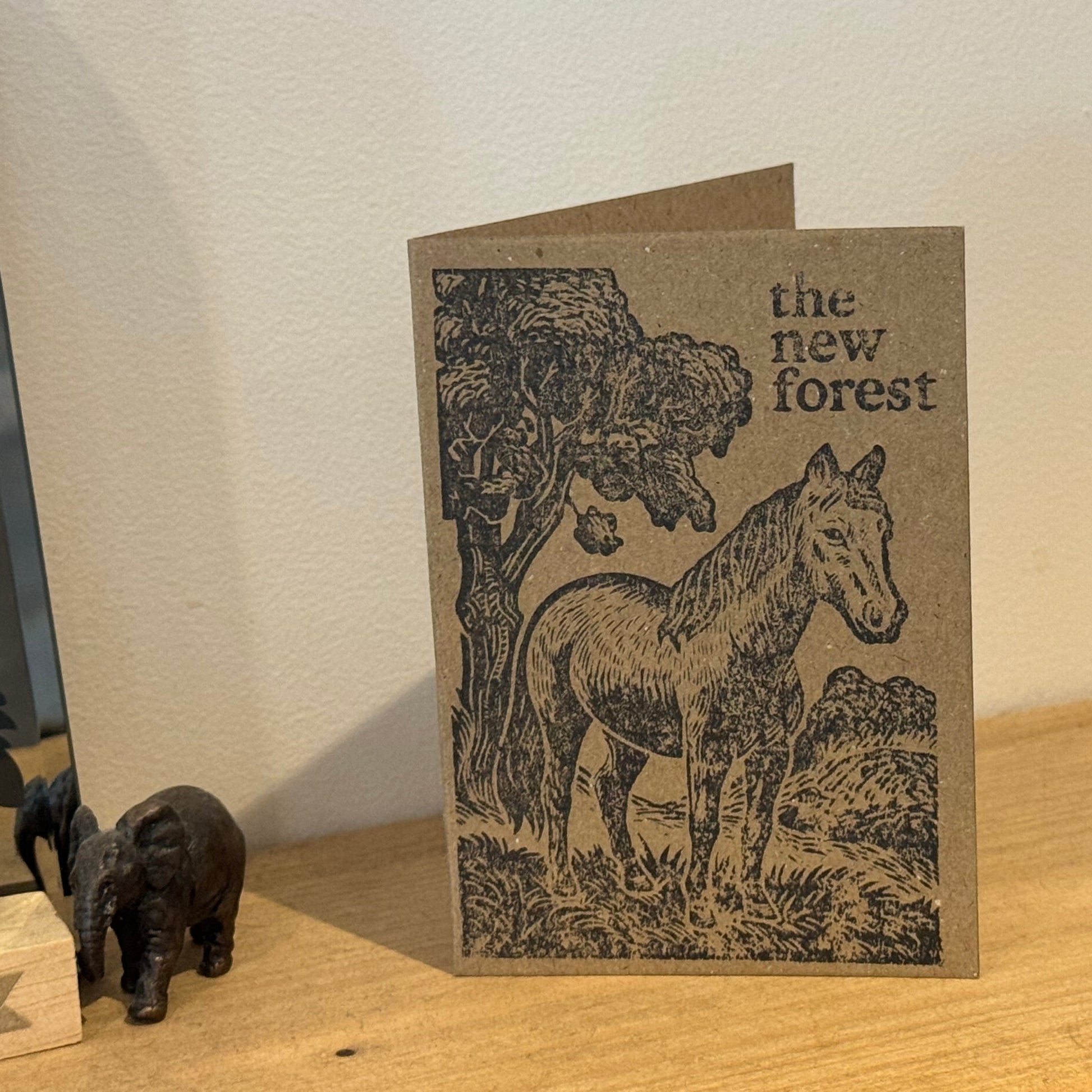 New Forest Pony Block Print Notelet on Shelf