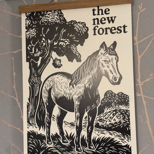 New Forest Pony Block Print Poster On Wall