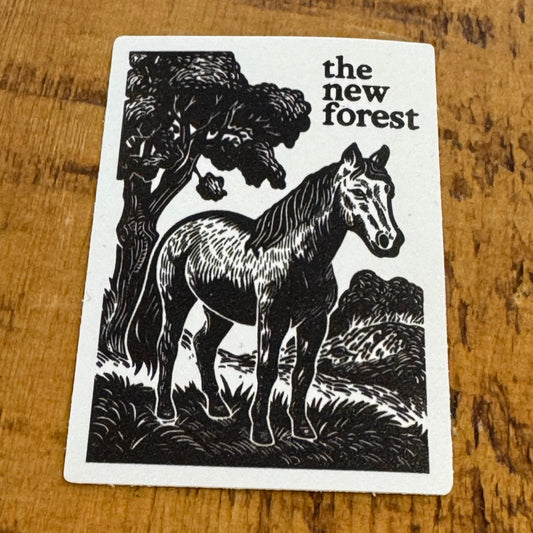 New Forest Pony Block Print Sticker on Desk