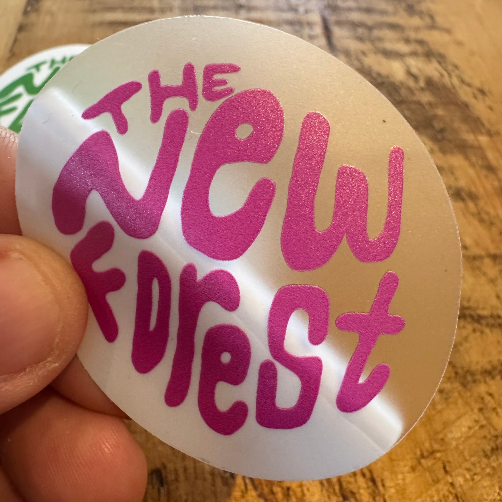 The New Forest Typography Circle Sticker (Clear) Peeled